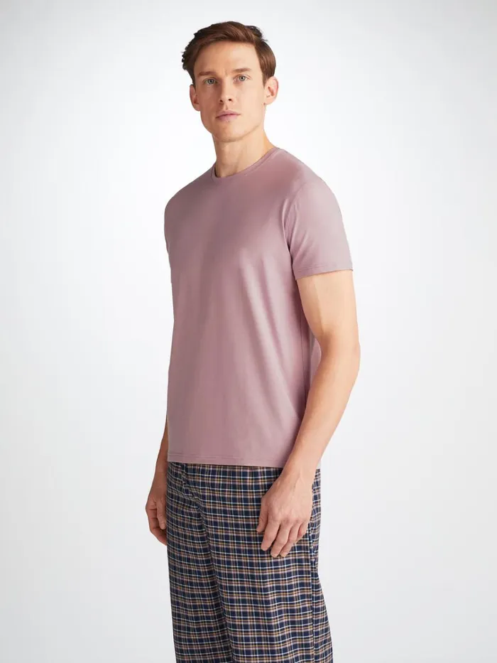 Short Sleeve TShirts Men Derek Rose TShirt Basel Micro Modal Stretch Mauve
