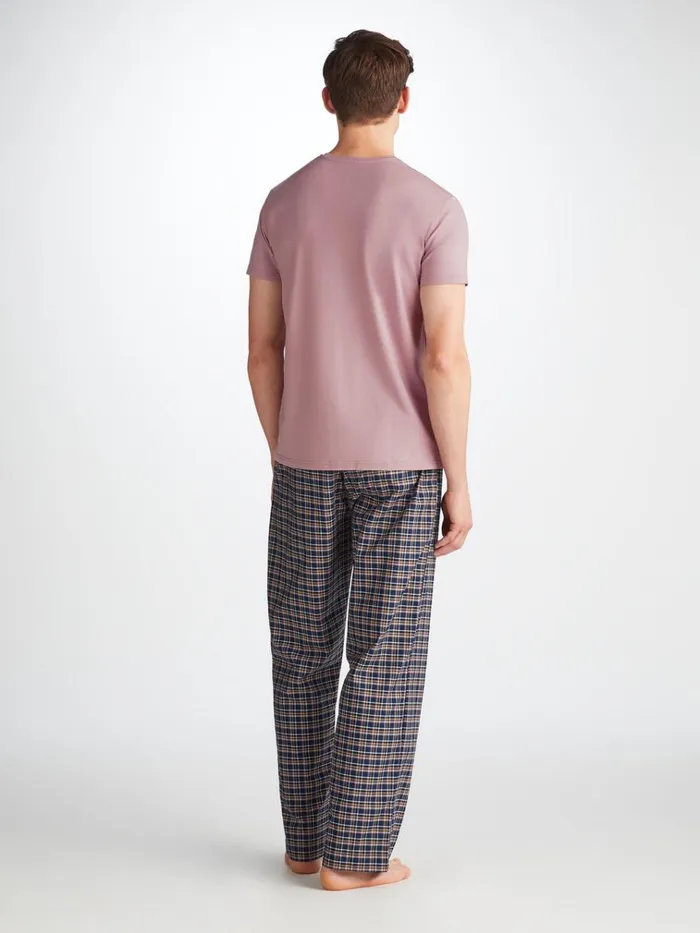 Short Sleeve TShirts Men Derek Rose TShirt Basel Micro Modal Stretch Mauve