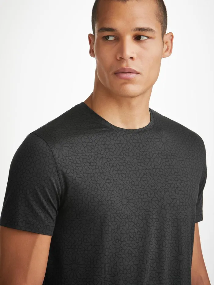 Short Sleeve TShirts Men Derek Rose TShirt London 12 Micro Modal Black