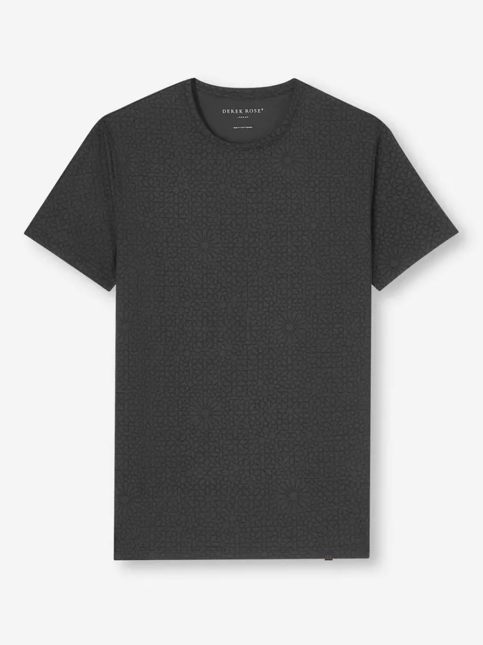 Short Sleeve TShirts Men Derek Rose TShirt London 12 Micro Modal Black