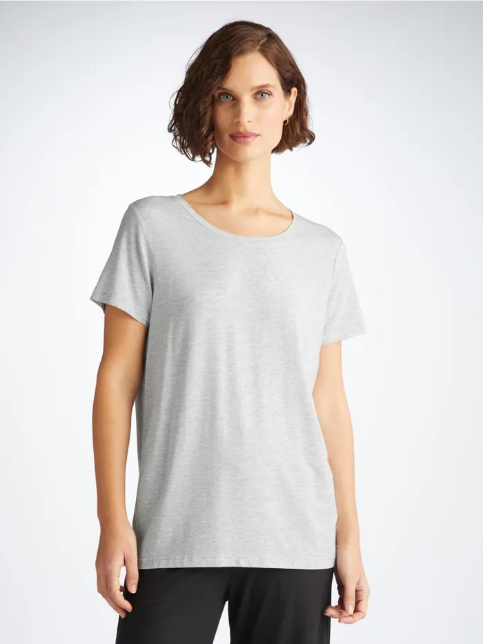 Short Sleeve TShirts Women Derek Rose TShirt Ethan Micro Modal Stretch Silver Marl Short Sleeve TShirts Women Derek Rose TShirt Ethan Micro Modal Stretch Silver Marl