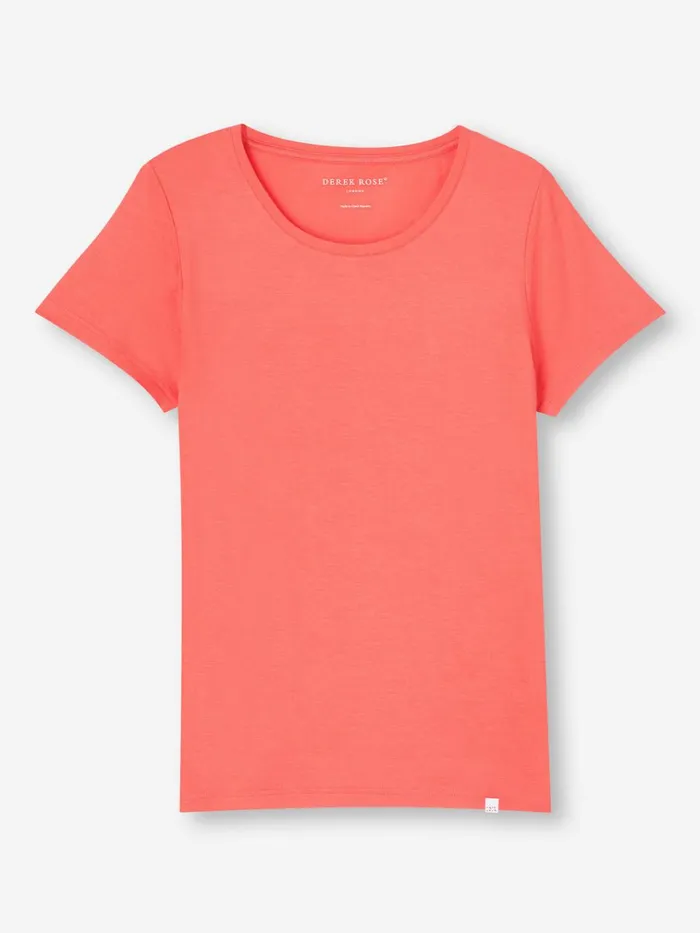 Short Sleeve TShirts Women Derek Rose TShirt Lara Micro Modal Stretch Coral