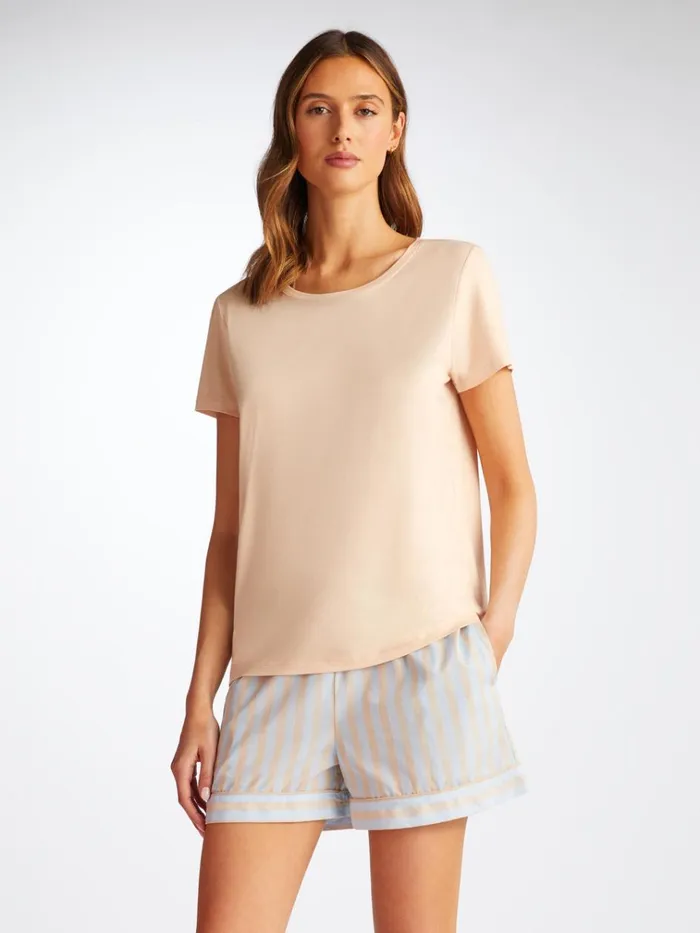 Short Sleeve TShirts Women Derek Rose TShirt Lara Micro Modal Stretch Cream