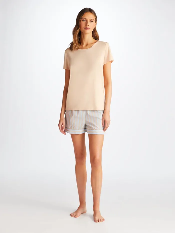 Short Sleeve TShirts Women Derek Rose TShirt Lara Micro Modal Stretch Cream