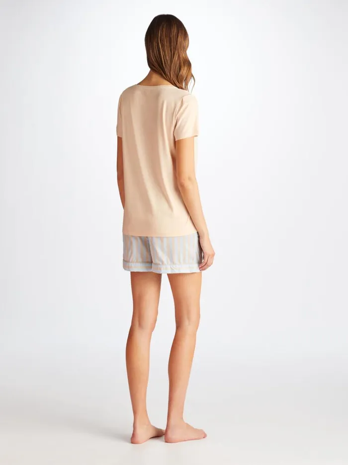 Short Sleeve TShirts Women Derek Rose TShirt Lara Micro Modal Stretch Cream
