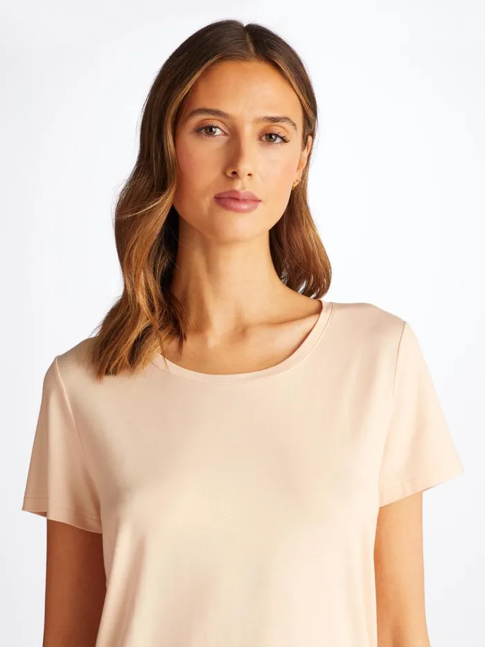 Short Sleeve TShirts Women Derek Rose TShirt Lara Micro Modal Stretch Cream