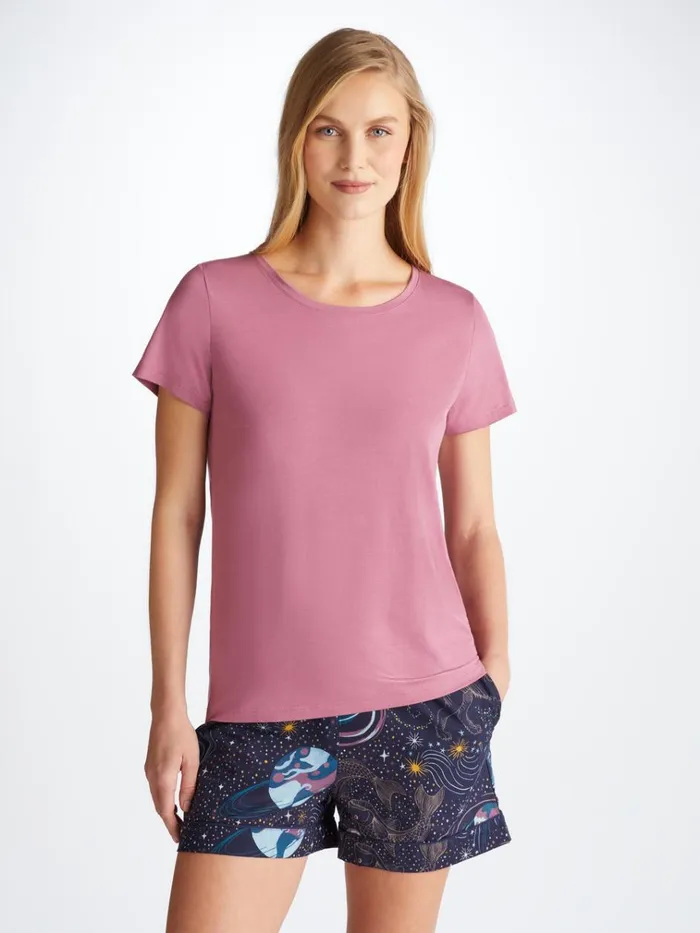 Short Sleeve TShirts Women Derek Rose TShirt Lara Micro Modal Stretch Orchid Purple Short Sleeve TShirts Women Derek Rose TShirt Lara Micro Modal Stretch Orchid Purple