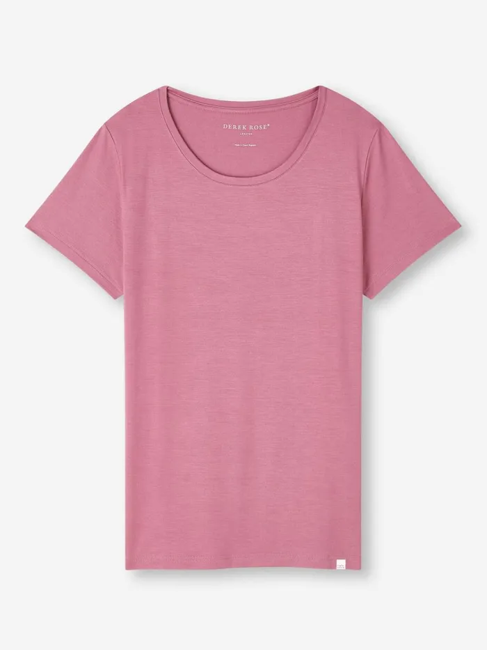 Short Sleeve TShirts Women Derek Rose TShirt Lara Micro Modal Stretch Orchid Purple