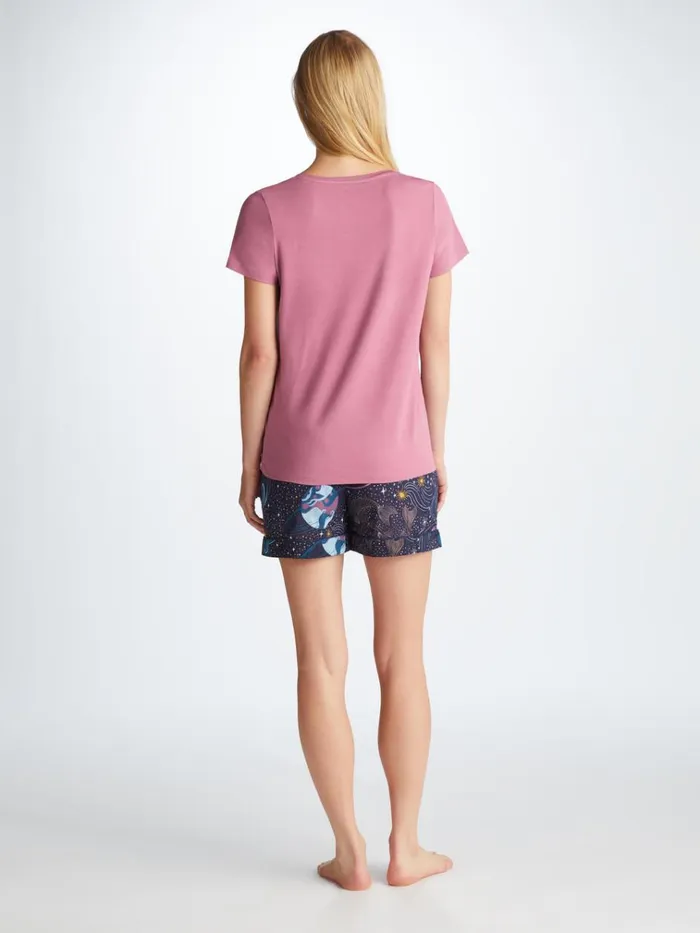 Short Sleeve TShirts Women Derek Rose TShirt Lara Micro Modal Stretch Orchid Purple