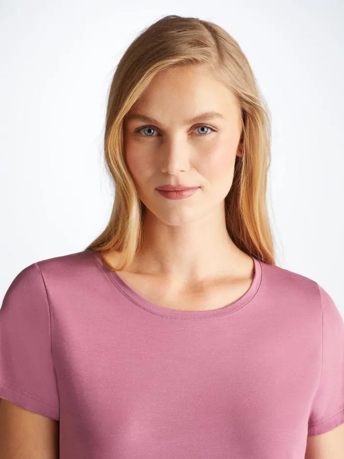 Short Sleeve TShirts Women Derek Rose TShirt Lara Micro Modal Stretch Orchid Purple