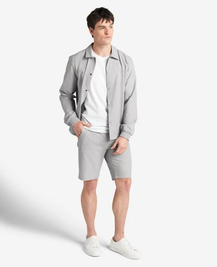 Shorts Men Kenneth Cole Printed Performance Seersucker Short Grey Shorts Men Kenneth Cole Printed Performance Seersucker Short Grey