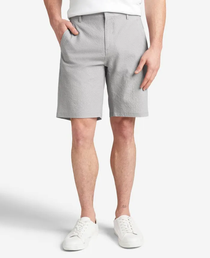 Shorts Men Kenneth Cole Printed Performance Seersucker Short Grey Shorts Men Kenneth Cole Printed Performance Seersucker Short Grey