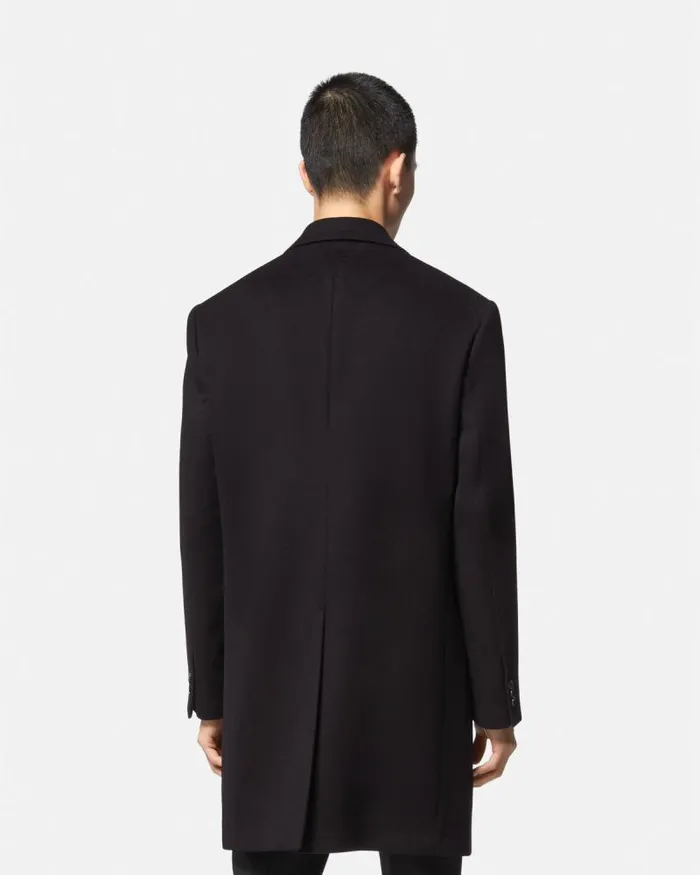 SingleBreasted Coat Black Men Versace Jackets and Coats