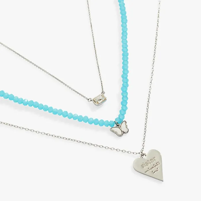 Sister Layered Necklace Set Silver Women Alex And Ani Butterfly