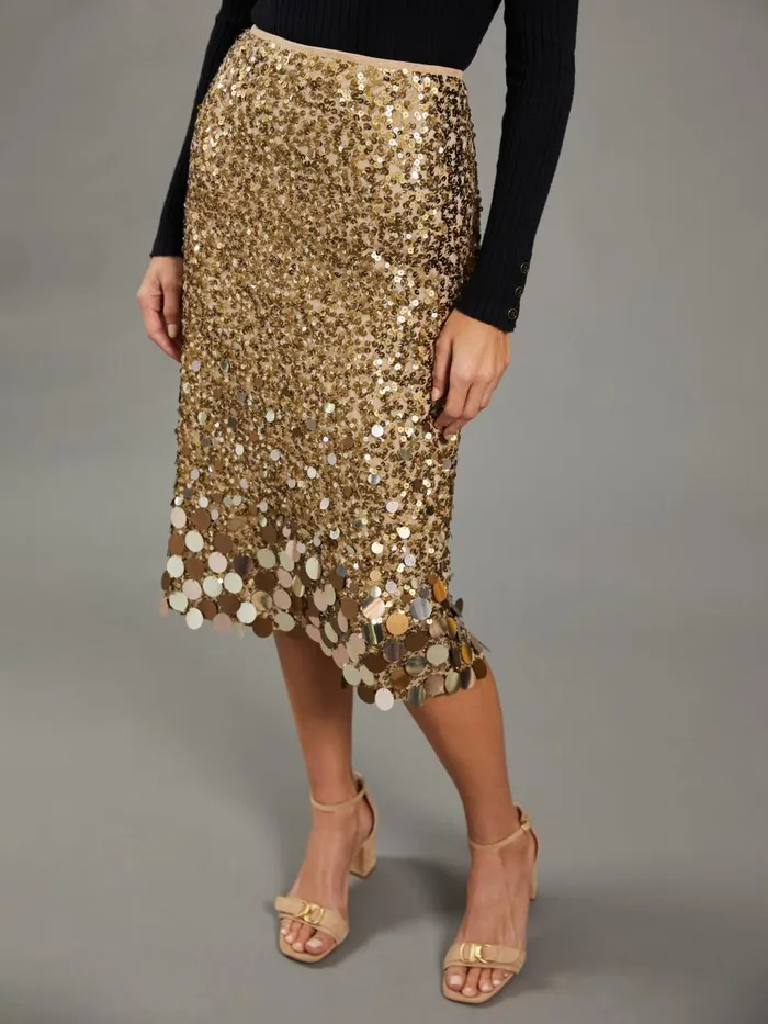 Skirts and Skorts Women JMcLaughlin Jessica Sequin Skirt RSVP X Steven Stolman Gold Skirts and Skorts Women JMcLaughlin Jessica Sequin Skirt RSVP X Steven Stolman Gold