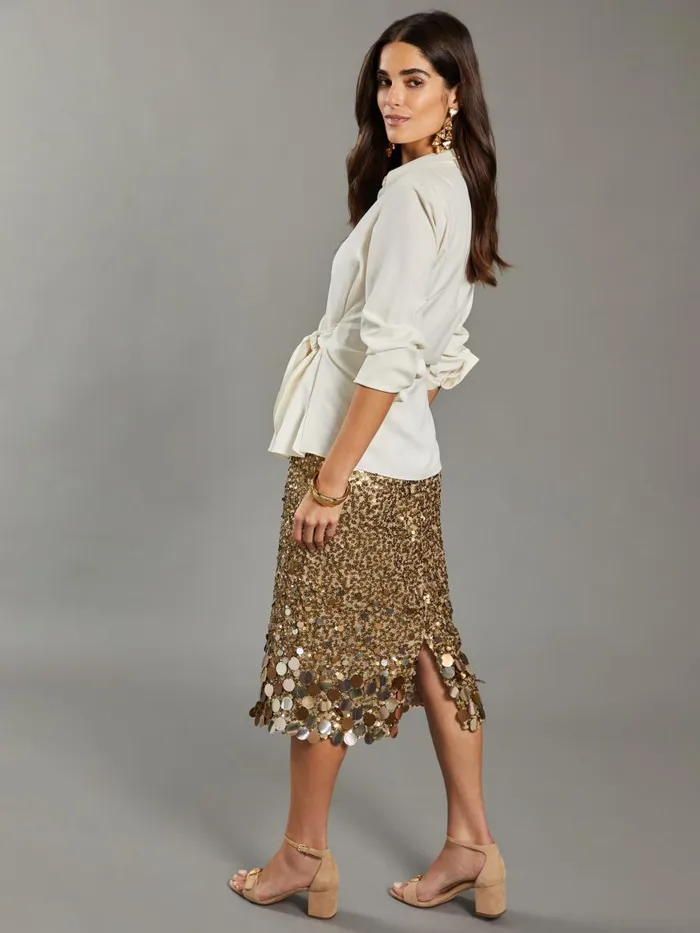 Skirts and Skorts Women JMcLaughlin Jessica Sequin Skirt RSVP X Steven Stolman Gold Skirts and Skorts Women JMcLaughlin Jessica Sequin Skirt RSVP X Steven Stolman Gold
