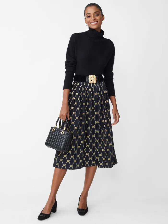 Skirts and Skorts Women JMcLaughlin Wylde Skirt In Honeycomb Jacquard Blacknavygold