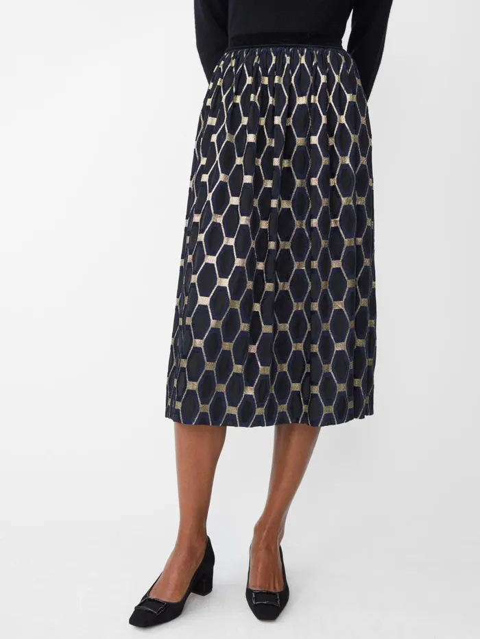 Skirts and Skorts Women JMcLaughlin Wylde Skirt In Honeycomb Jacquard Blacknavygold
