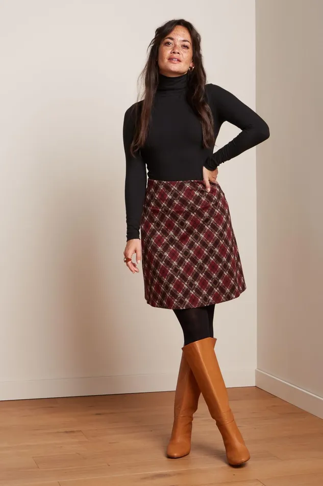 Skirts Women King Louie Border Skirt Riley Jacquard Cabernet Red 8211 Riley Jacquard