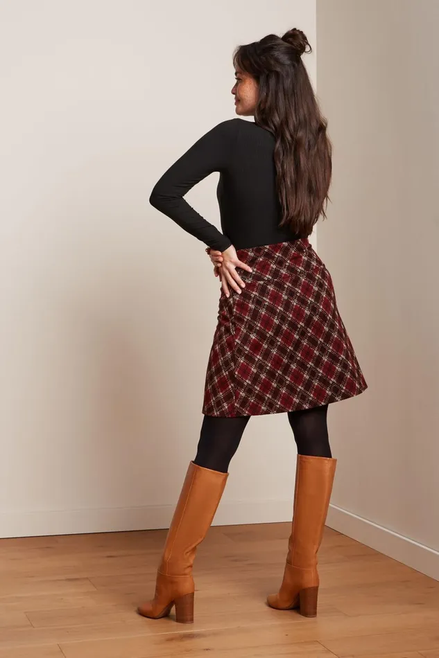 Skirts Women King Louie Border Skirt Riley Jacquard Cabernet Red 8211 Riley Jacquard