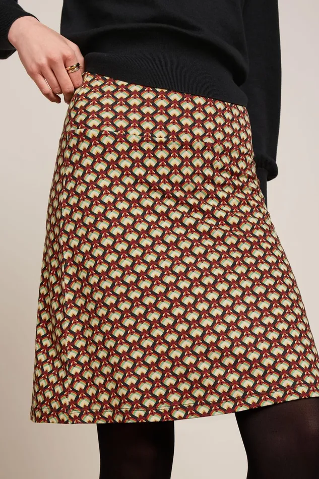 Skirts Women King Louie Border Skirt Valet Cabernet Red 8211 Valet