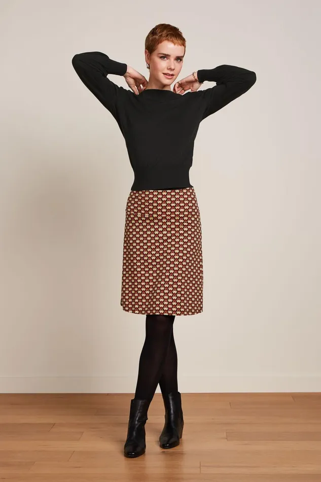 Skirts Women King Louie Border Skirt Valet Cabernet Red 8211 Valet