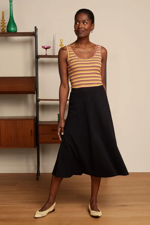 Skirts Women King Louie Juno Midi Skirt Milano Crepe Black 8211 Milano Crepe