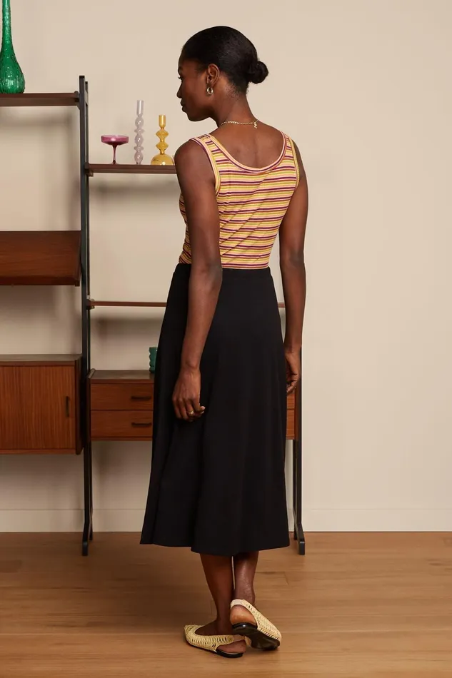 Skirts Women King Louie Juno Midi Skirt Milano Crepe Black 8211 Milano Crepe