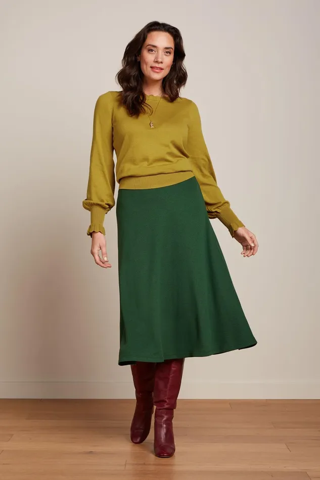Skirts Women King Louie Juno Midi Skirt Milano Crepe Forest Green 8211 Milano Crepe