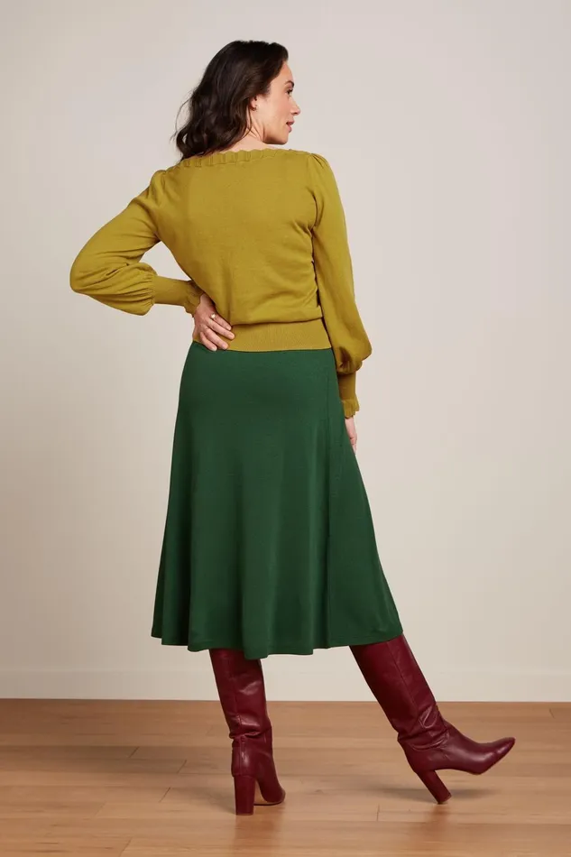 Skirts Women King Louie Juno Midi Skirt Milano Crepe Forest Green 8211 Milano Crepe