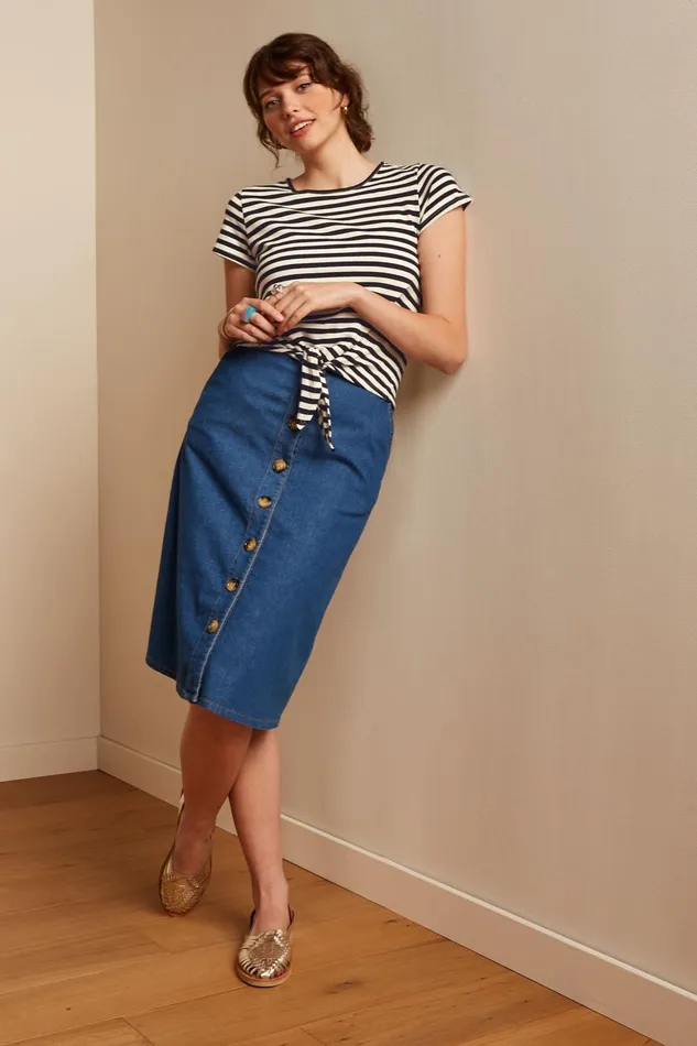 Skirts Women King Louie Marie Skirt Chambray Denim Blue 8211 Chambray