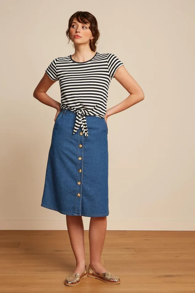 Skirts Women King Louie Marie Skirt Chambray Denim Blue 8211 Chambray