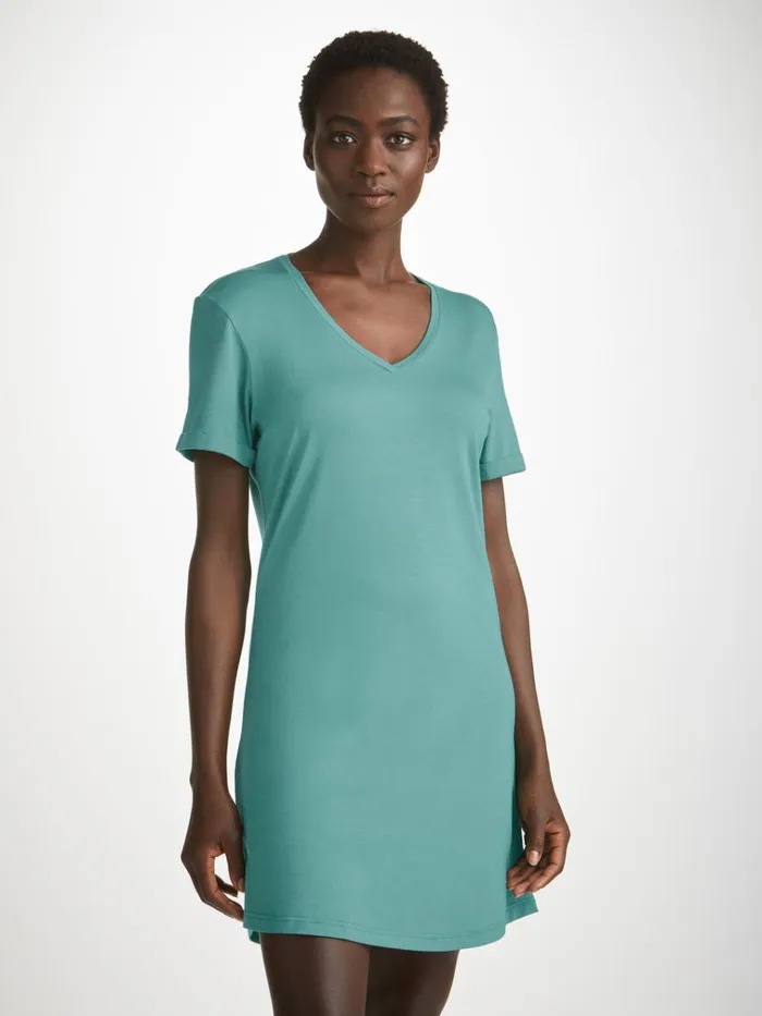 Sleep TShirts Women Derek Rose VNeck Sleep TShirt Lara Micro Modal Stretch Teal Sleep TShirts Women Derek Rose VNeck Sleep TShirt Lara Micro Modal Stretch Teal