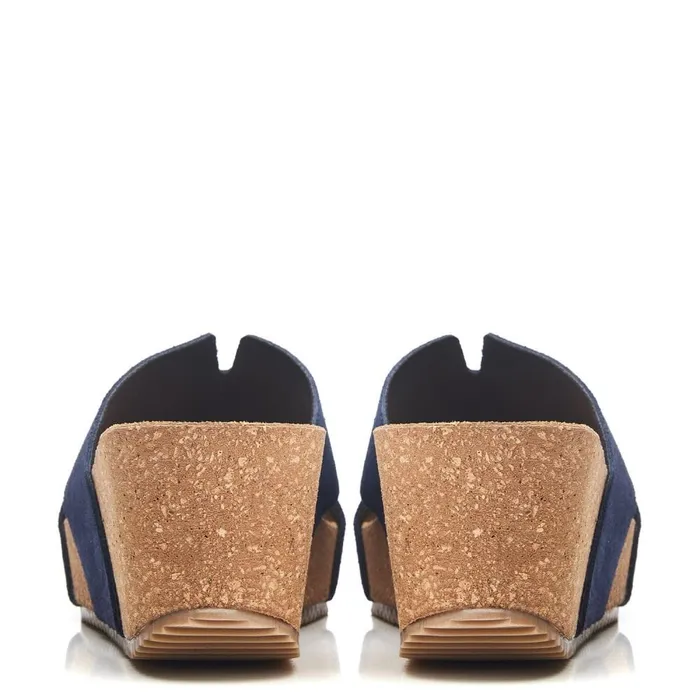 Slider Sandals Women Moda In Pelle Holle Navy Suede