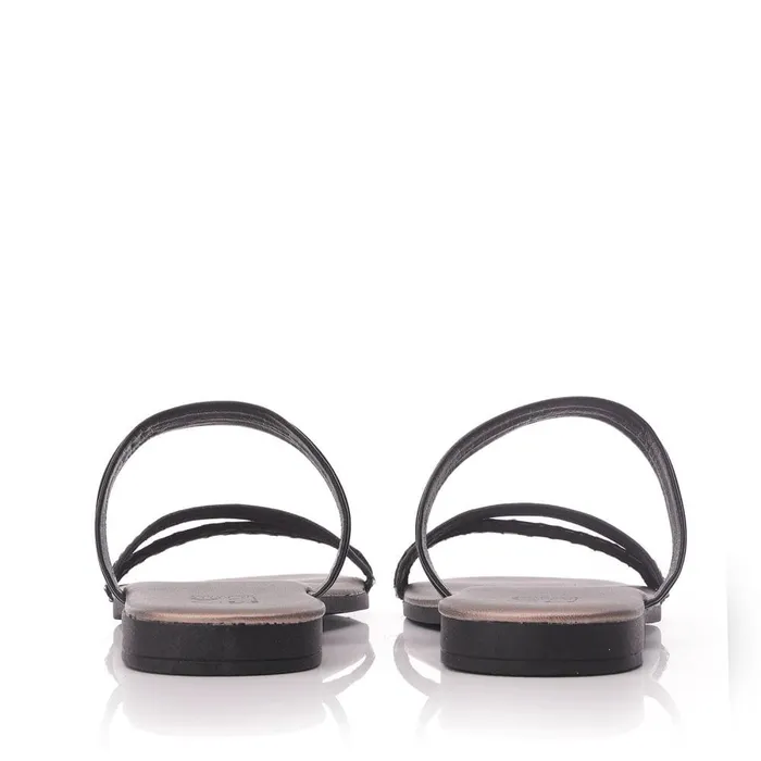 Slider Sandals Women Moda In Pelle Lari Black Leather