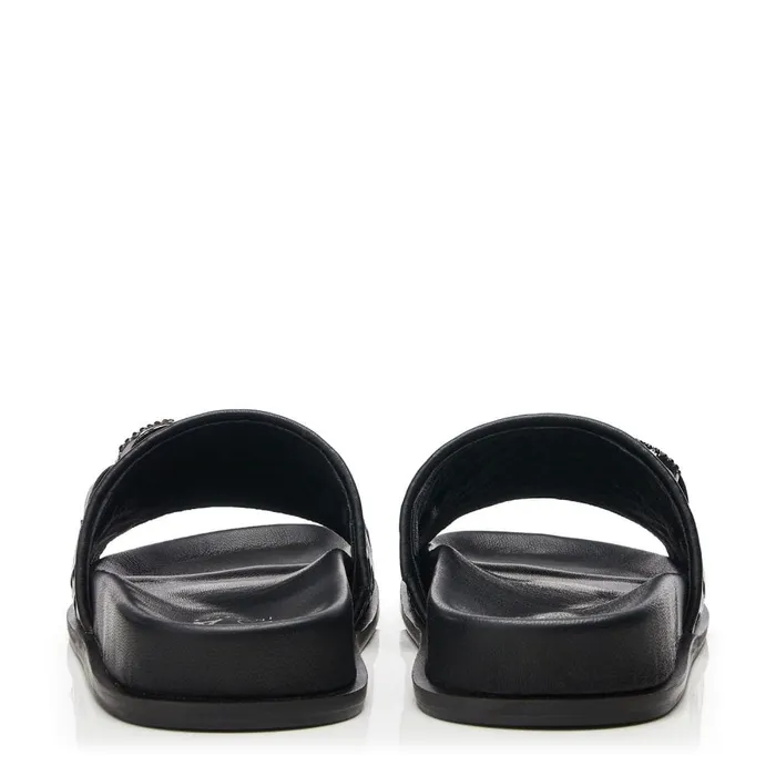 Slider Sandals Women Moda In Pelle Ocarina Black Leather