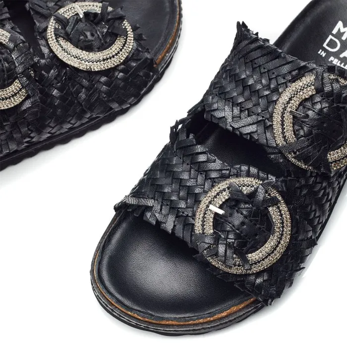 Slider Sandals Women Moda In Pelle Olisia Black Leather
