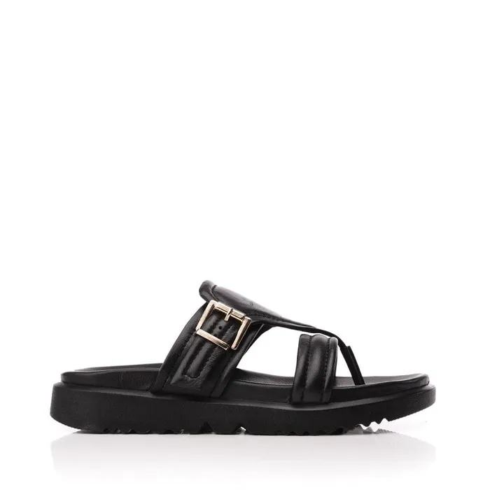 Slider Sandals Women Moda In Pelle Shoon Sh Impost Black Leather