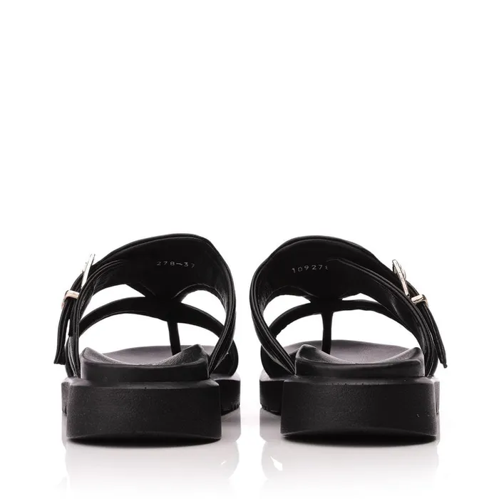 Slider Sandals Women Moda In Pelle Shoon Sh Impost Black Leather