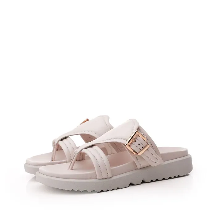 Slider Sandals Women Moda In Pelle Shoon Sh Impost Off White Leather