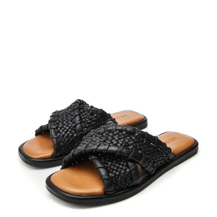 Slider Sandals Women Moda In Pelle Shoon Sh Scope Black Leather
