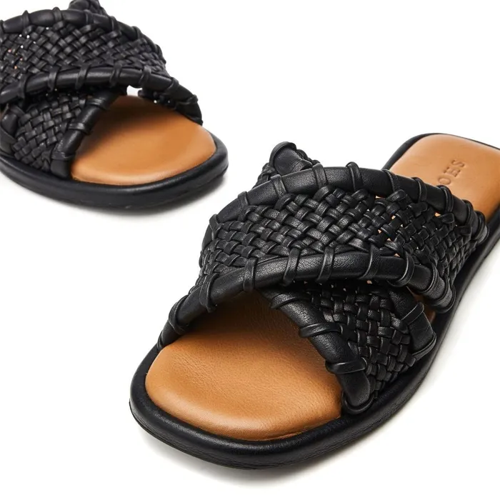 Slider Sandals Women Moda In Pelle Shoon Sh Scope Black Leather