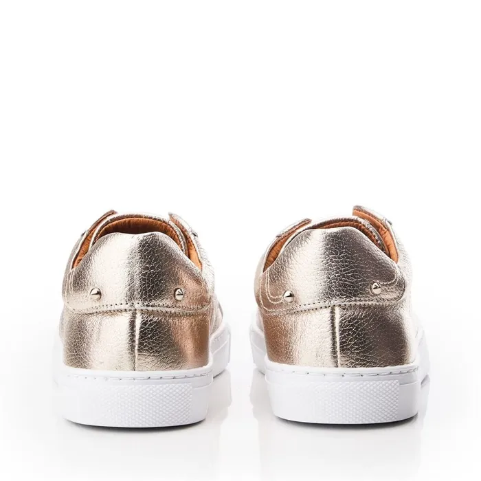 SlipOn Trainers Women Moda In Pelle Bencina Gold Leather