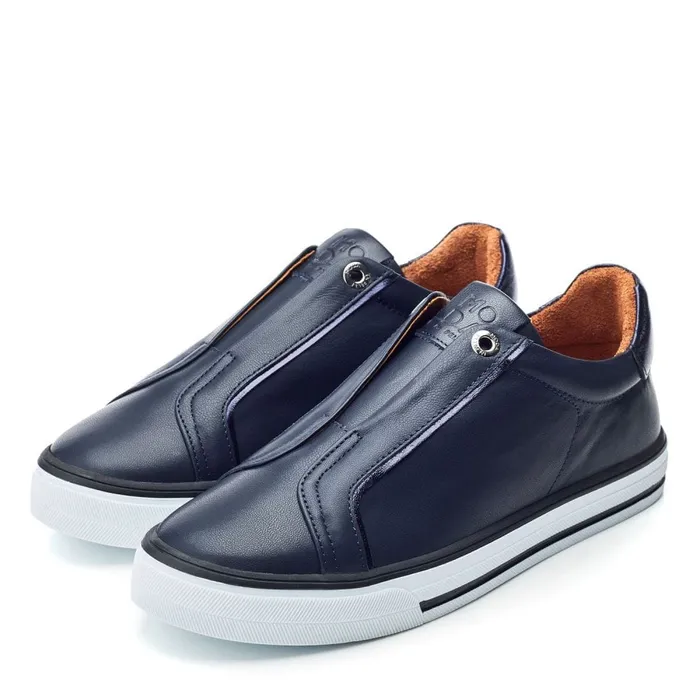 SlipOn Trainers Women Moda In Pelle Bennii Navy Leather