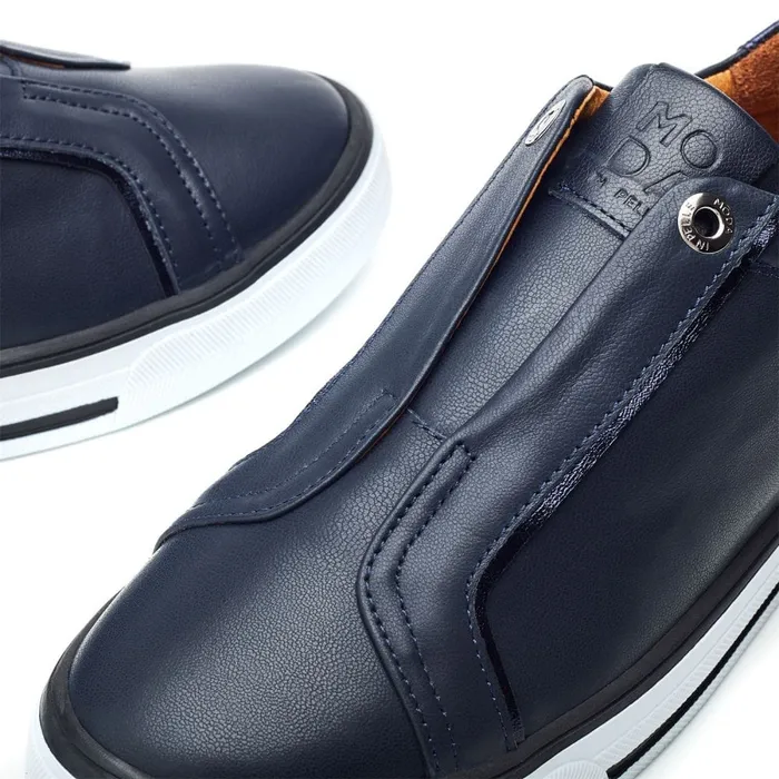SlipOn Trainers Women Moda In Pelle Bennii Navy Leather