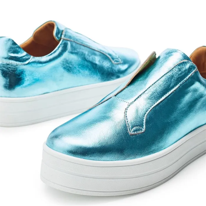 SlipOn Trainers Women Moda In Pelle Bsoleful BBath Turquoise Leather