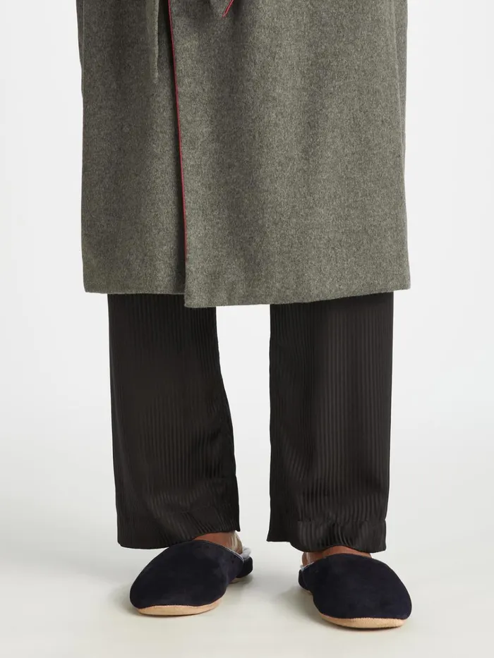 Slippers MenSlippers Derek Rose Mule Slippers Douglas Suede Sheepskin Black
