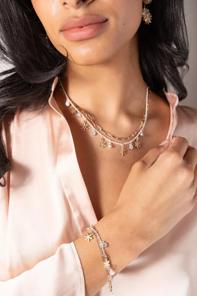 Snowflake Charm Necklace Two Tone Women Alex And Ani Necklaces Snowflake Charm Necklace Two Tone Women Alex And Ani Necklaces