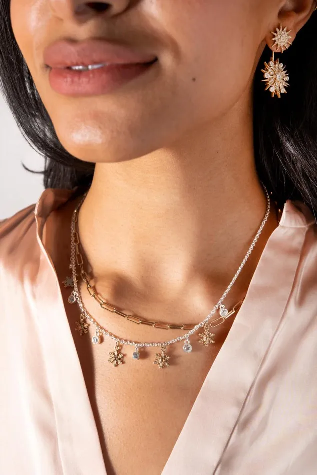 Snowflake Charm Necklace Two Tone Women Alex And Ani Necklaces Snowflake Charm Necklace Two Tone Women Alex And Ani Necklaces