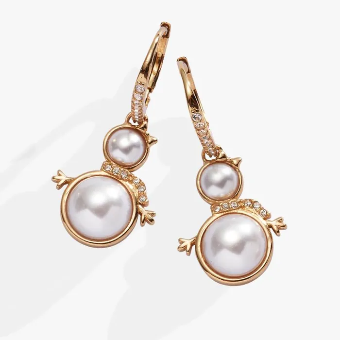 Snowwoman Dangle Earrings Shiny Gold Women Alex And Ani Earrings